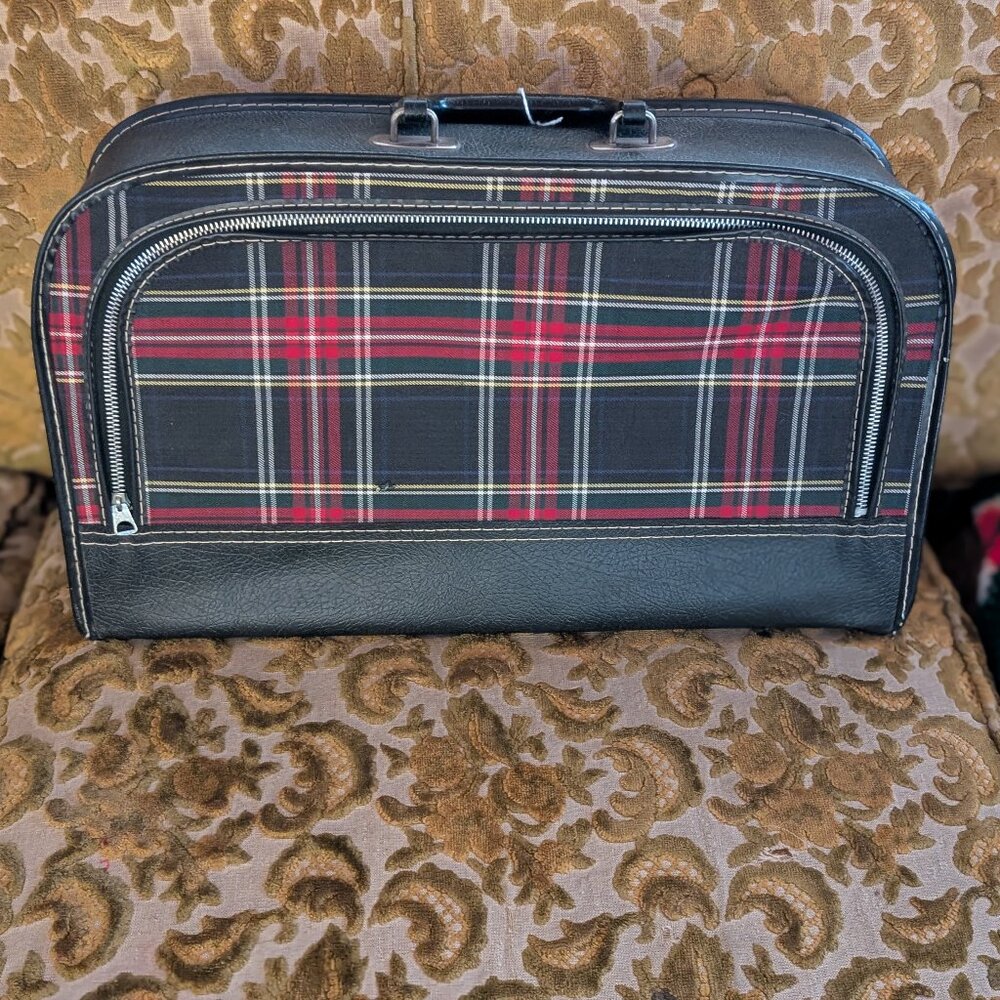 Unlabeled Red & Black Plaid Travelling Case